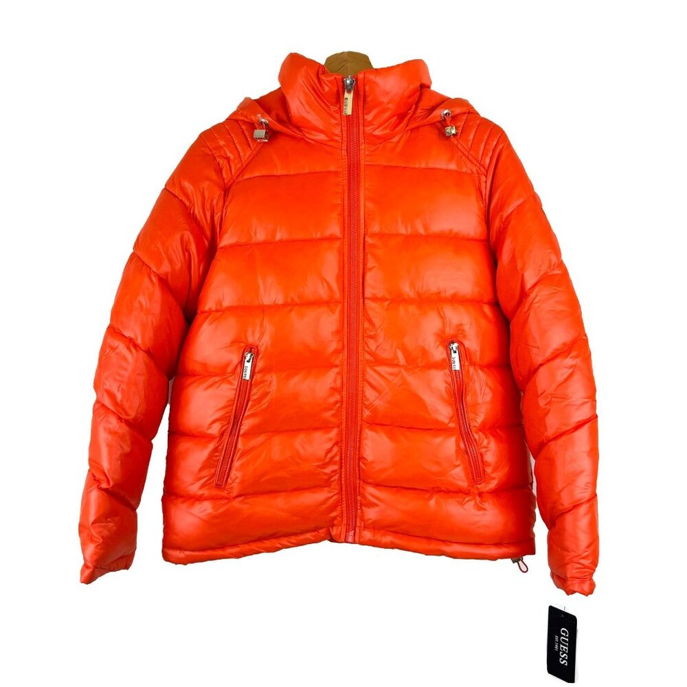 NWT Guess Women's Orange Puffer Jacket M
